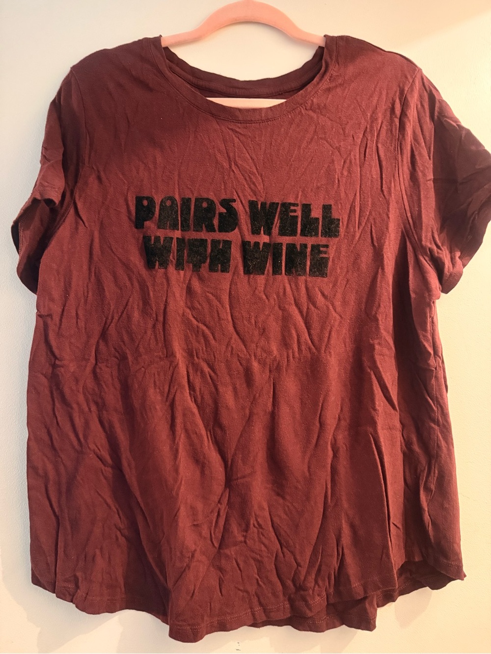 Maroon Pairs Well With Wine Crewneck Graphic Tee